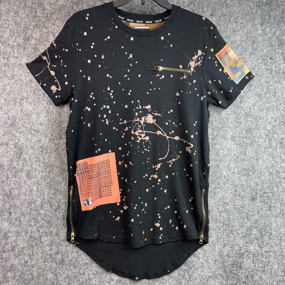 RISE AS 1NE Colored Paint Patched Zipper Yeezy Longline Medium Shirt Black